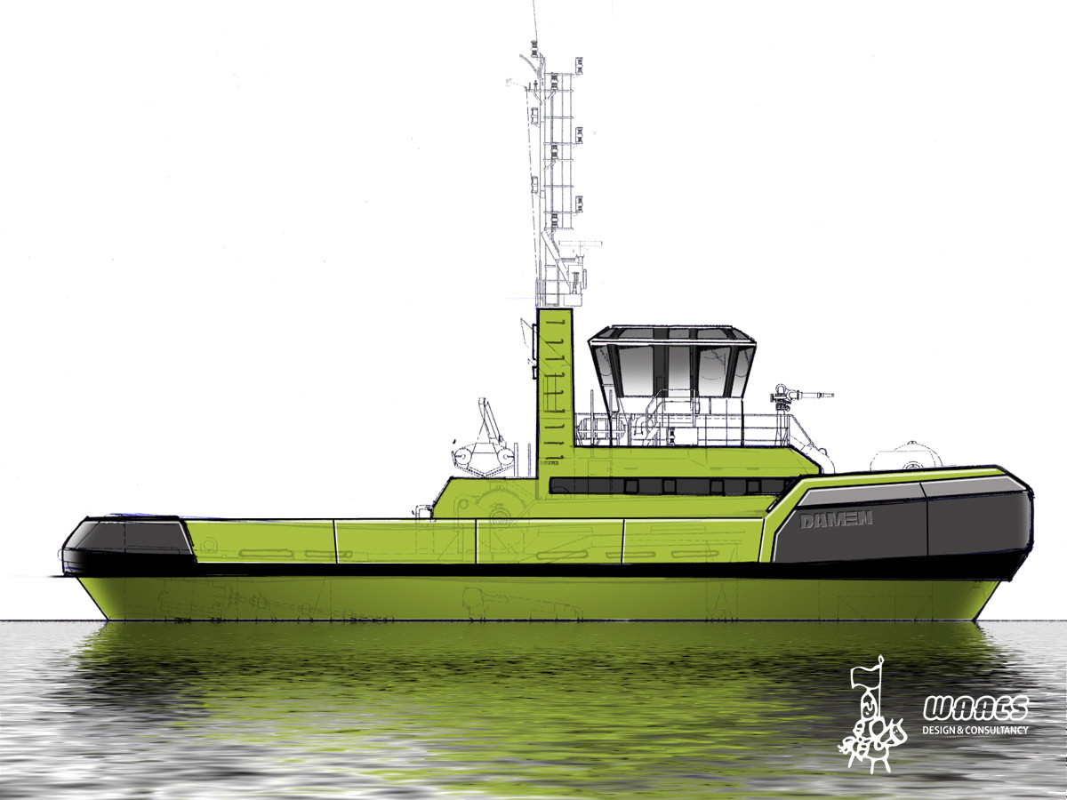 Profile view tugboat