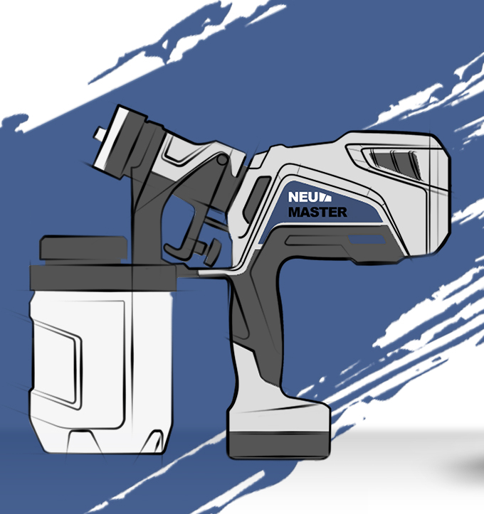 WAACS paint spray gun sketch more with branding